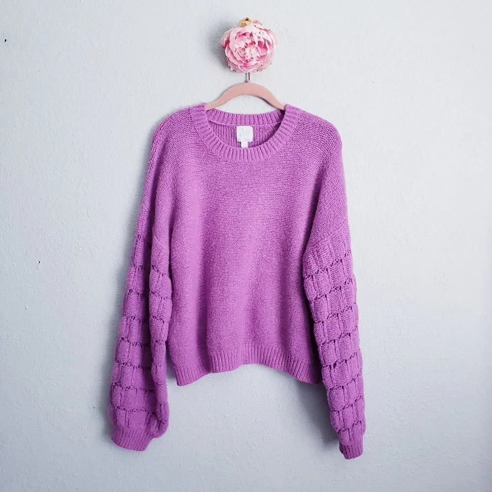 Shop The Mint Feeling Close To You Orchid Purple Textured Sweater - Picture 1 of 8